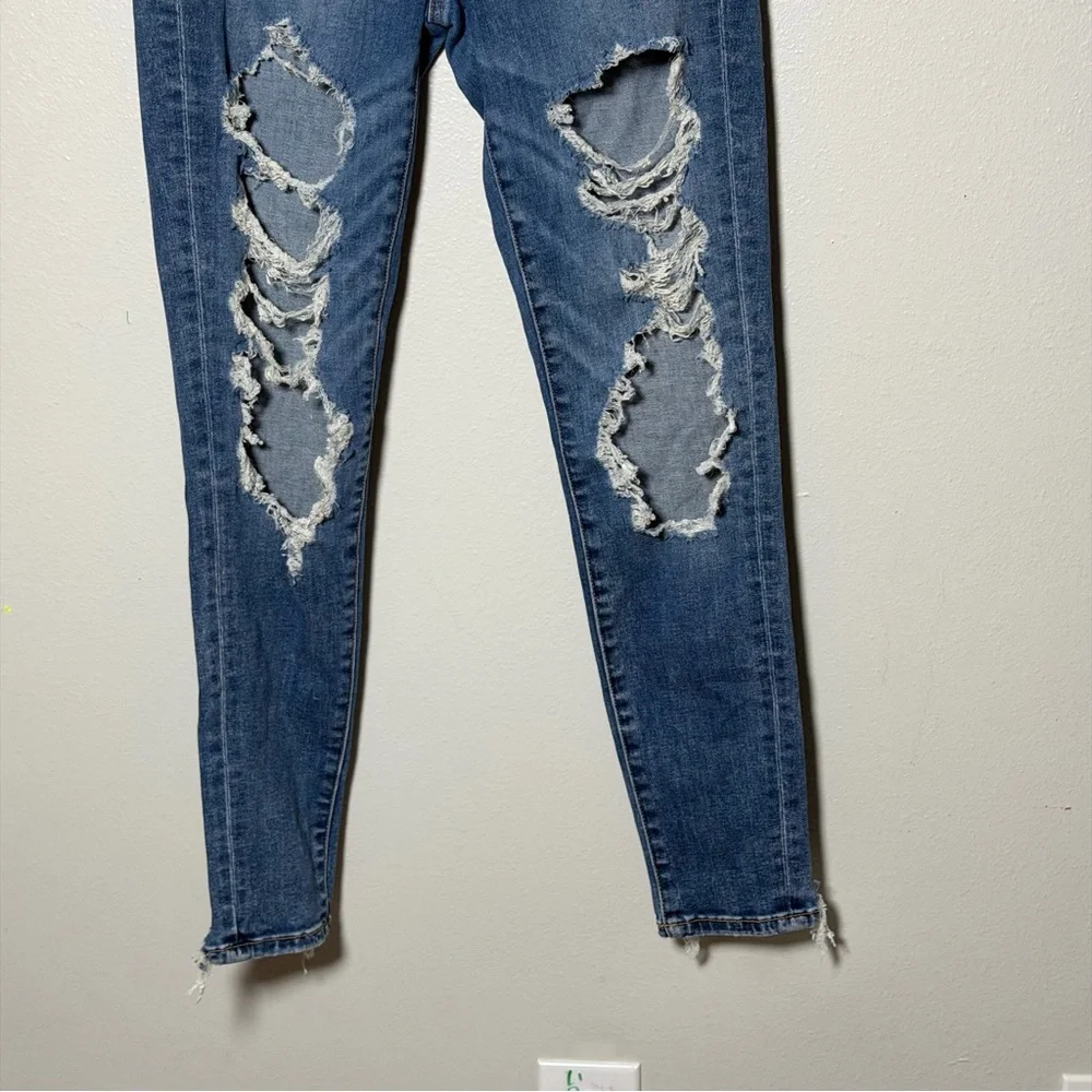American Eagle Women‎ Hi-Rise Jegging Jeans Distressed Denim Blue Jeans size 6